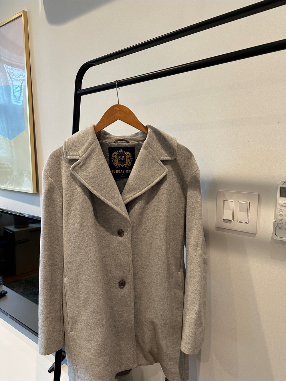 Sunday Best Light Gray Pea Coat with Notch Collar